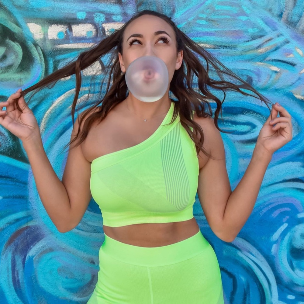 Neon Green One Shoulder Sports Bra